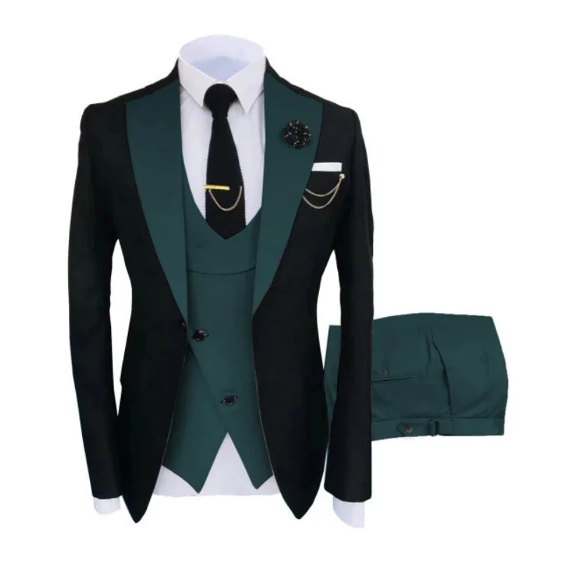 Ternos masculinos 3 peças sob medida melhor homem noivo casamento smoking fino ajuste jacquard duas cores blazer jaqueta colete calças smoking roupas