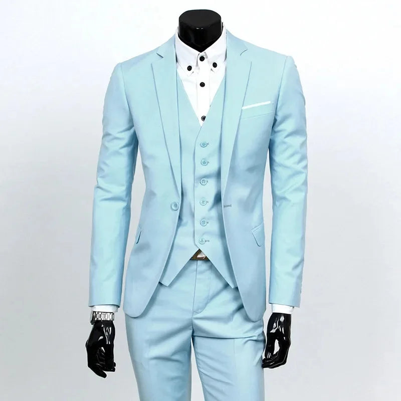 Terno de padrinhos de casamento de três peças, slim fit, roupa formal masculina, traje profissional personalizável, roupa de comemoração de casamento