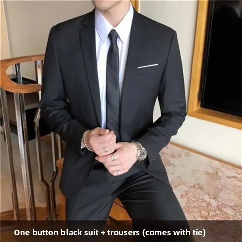 Conjunto de terno de casamento casual para homens profissional melhor homem estilo coreano novo noivo negócios formal jaqueta fino ajuste primavera terno