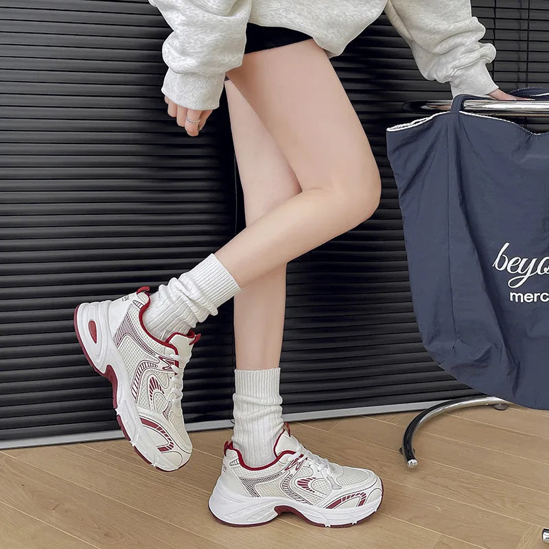 2025 Summer New Women's Dad Sneakers - Breathable Mesh Small-Design Casual All-Match Sports Shoes