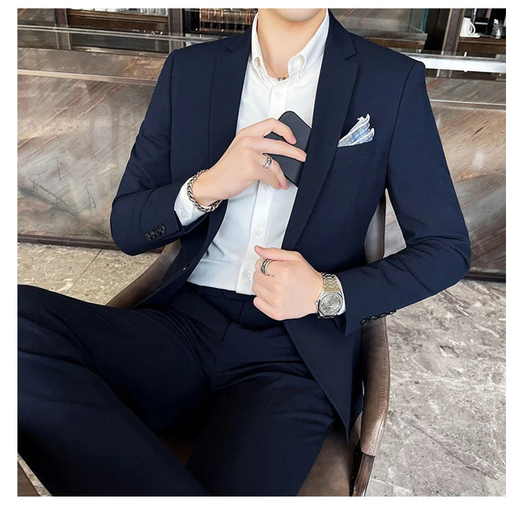 Conjunto masculino de duas peças, terno monocromático, todo apto para banquete bonito, casual e elegante, de alta qualidade, novo e elegante, M-4XL, 2022