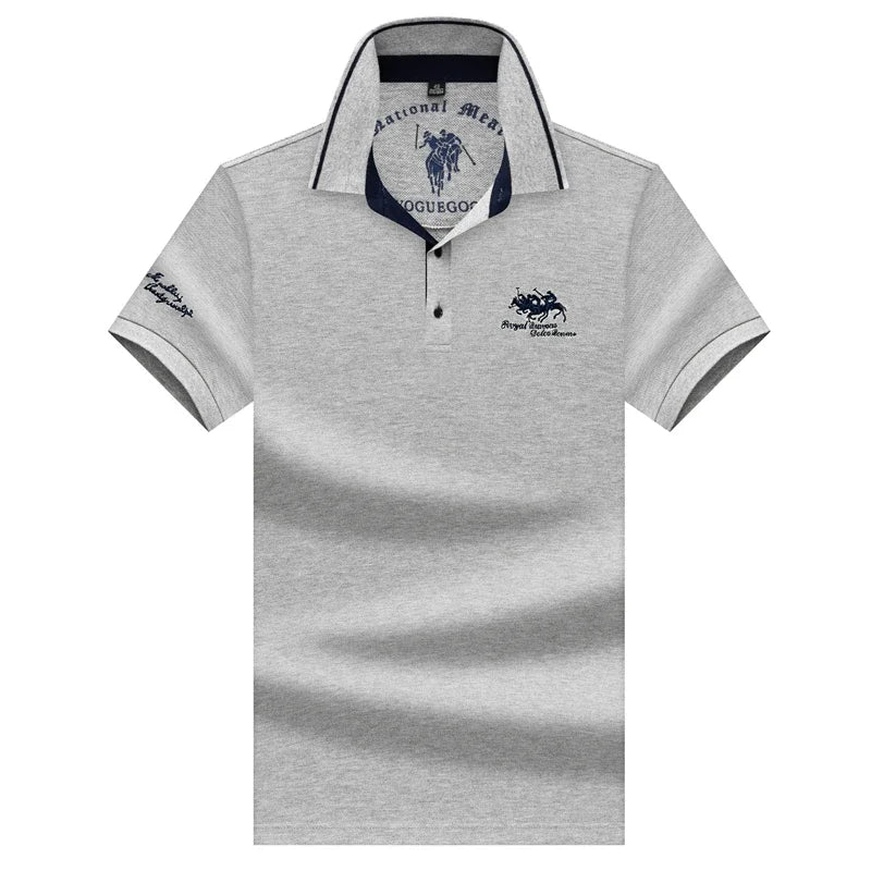 Camisa polo masculina bordada casual moda manga curta verão top confortável