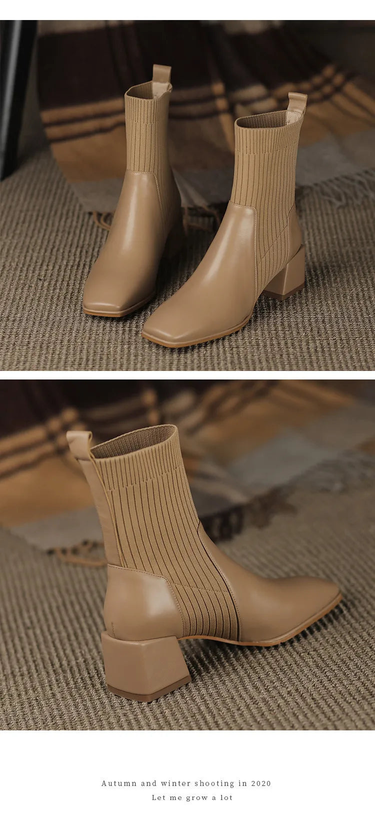 2025 outono inverno novas meias de tornozelo sapatos femininos moda tamanho grande 43 botas curtas de malha deslizamento em salto alto botas de mujer