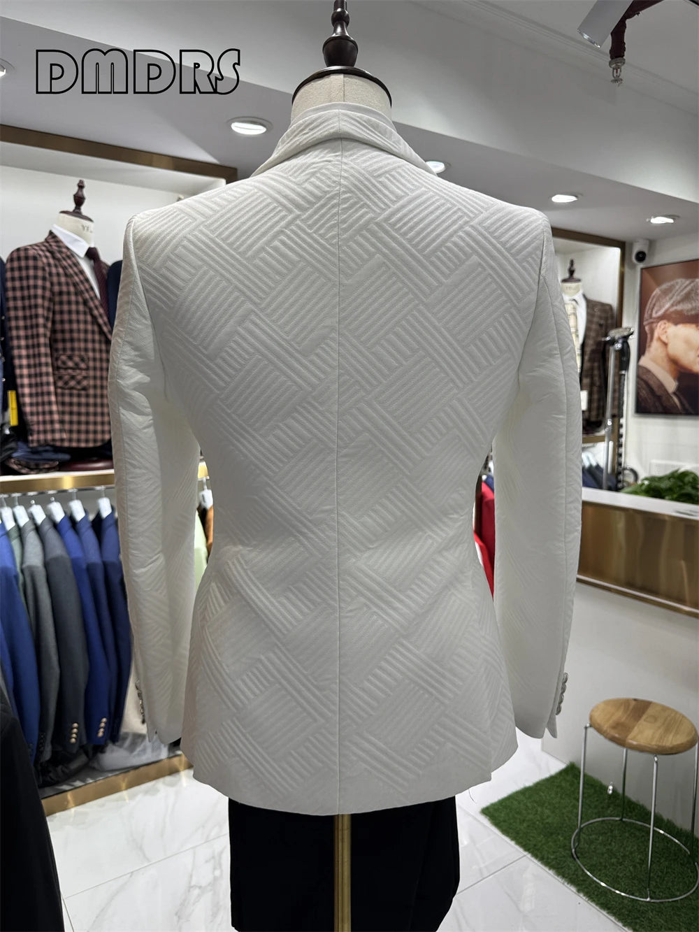Conjunto de terno de casamento de alta qualidade para noivo, ternos de moda masculina de três peças, jaqueta blazer com gola xale de um botão, colete e calças