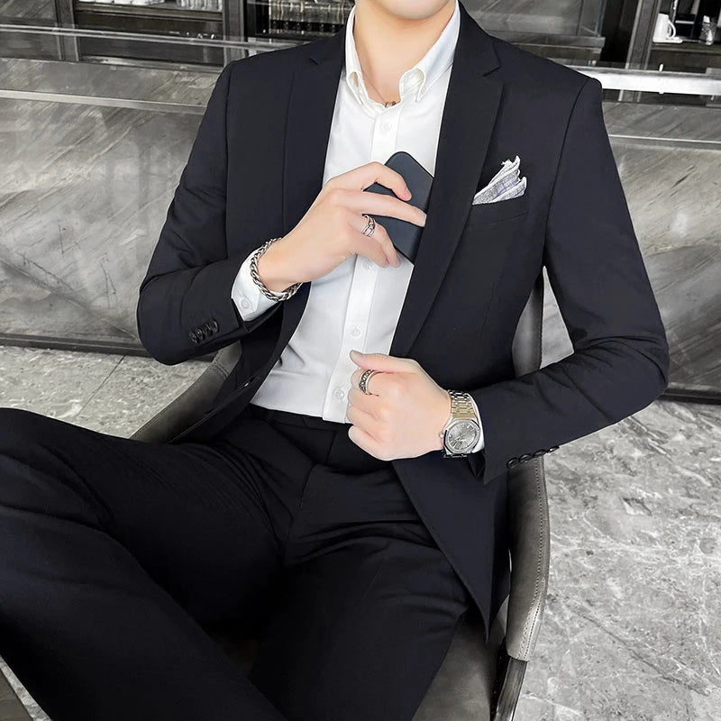 Conjunto masculino de duas peças, terno monocromático, todo apto para banquete bonito, casual e elegante, de alta qualidade, novo e elegante, M-4XL, 2022