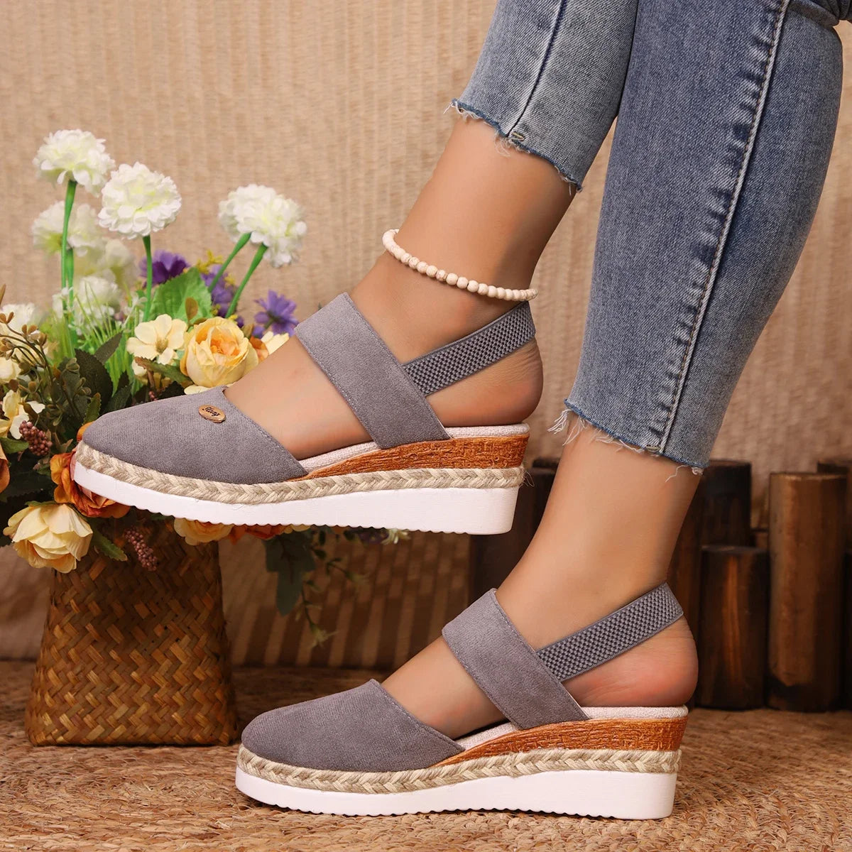 2025 novas mulheres dedo do pé fechado sandálias de cunha moda alpercatas sandálias plataforma fivela cinta sapatos gladiador mulher zapatos de mujer