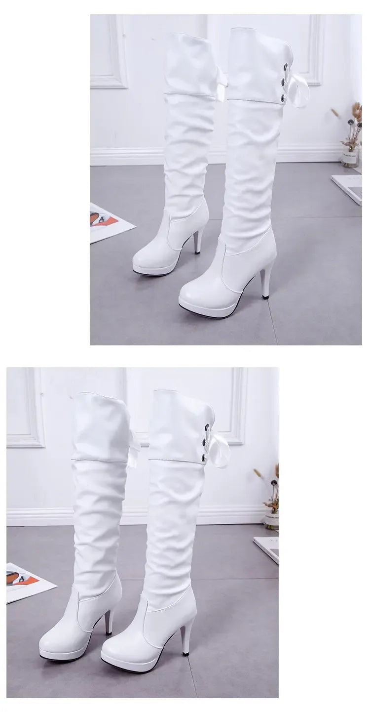 Botas femininas de luxo cavaleiro comprimento bota moda sexy sapatos de couro macio couro elegante confortável joelho botas altas