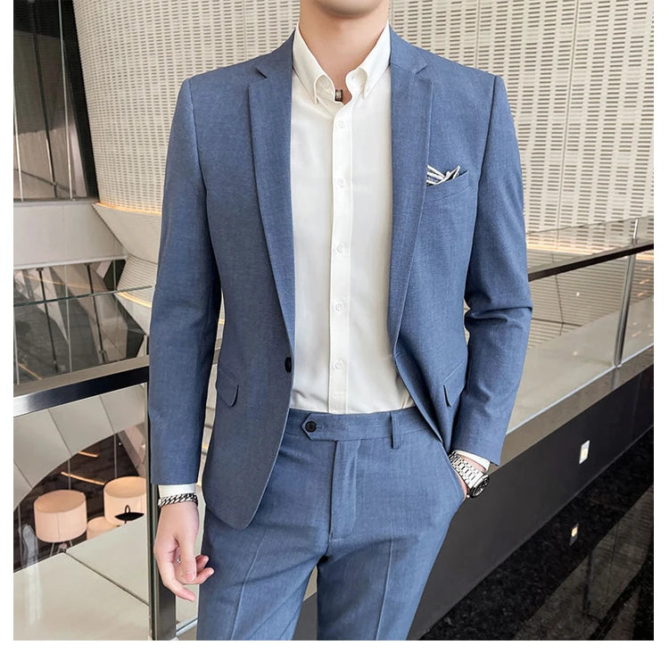 Conjunto masculino de duas peças, terno monocromático, todo apto para banquete bonito, casual e elegante, de alta qualidade, novo e elegante, M-4XL, 2022