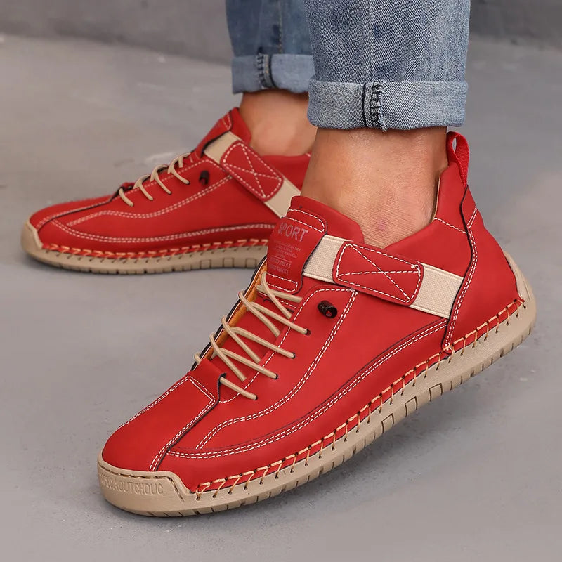 Botas de cano médio para mulheres estilo britânico retro anti deslizamento sapatos de trabalho mocassins de couro feitos à mão casuais sola macia botas nuas