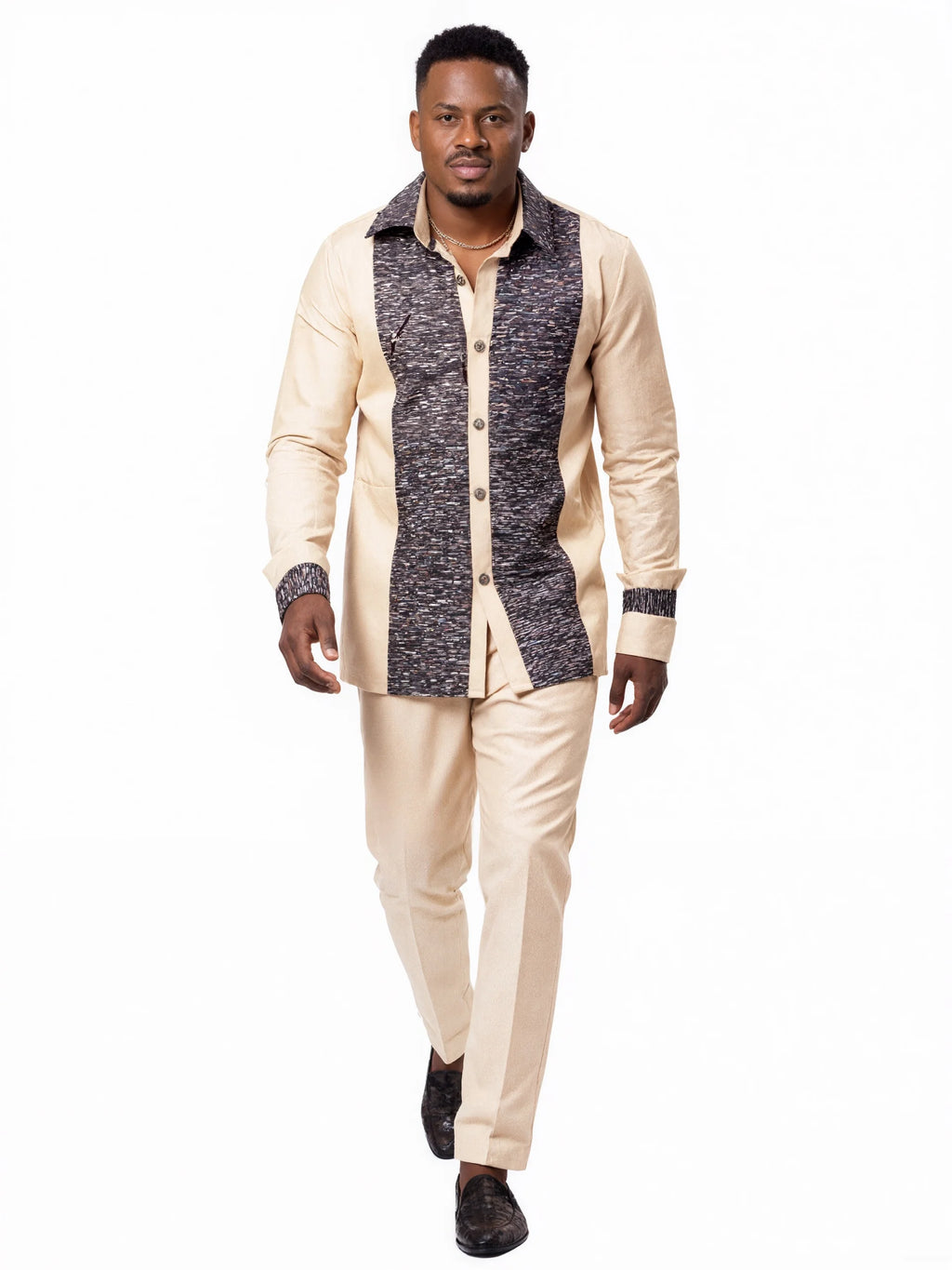 Traje Masculino Africano com Bordado Temos, Conjunto de Duas Peças, Calça Longa, Estilo Étnico Casual, Traje de Casamento, Terno para Noivos.