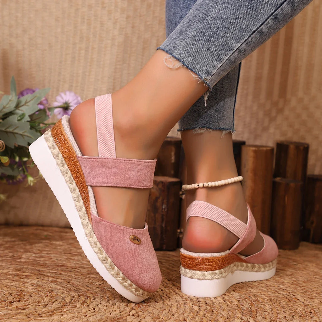 2025 novas mulheres dedo do pé fechado sandálias de cunha moda alpercatas sandálias plataforma fivela cinta sapatos gladiador mulher zapatos de mujer