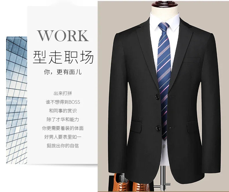 2024 masculino fino-ajuste de dois botões terno de negócios profissional trabalho formal conjunto de duas peças calças incluídas S-6XL