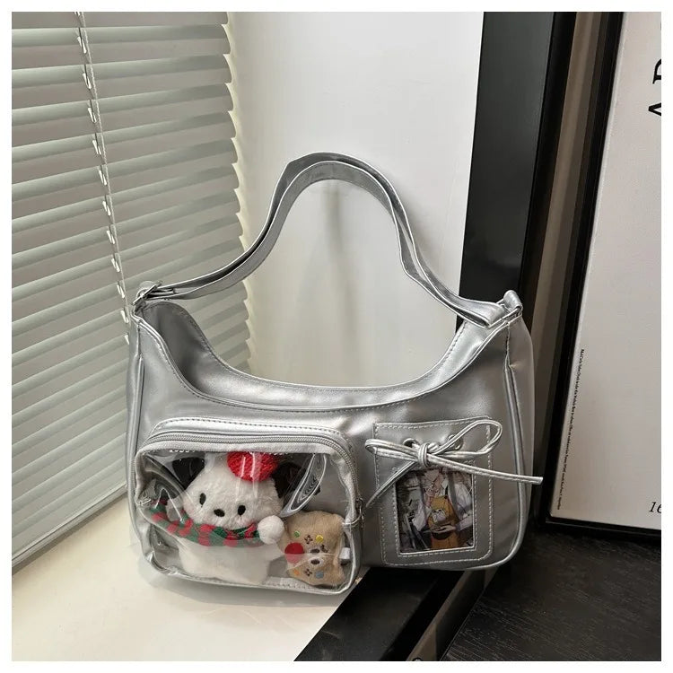 Y2k harajuku bolsa de ombro feminina coreano transparente ita saco escola crossbody saco feminino designer japonês bolsa preppy