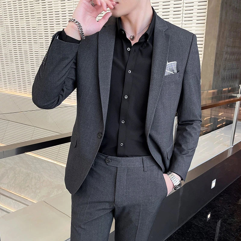 Conjunto masculino de duas peças, terno monocromático, todo apto para banquete bonito, casual e elegante, de alta qualidade, novo e elegante, M-4XL, 2022