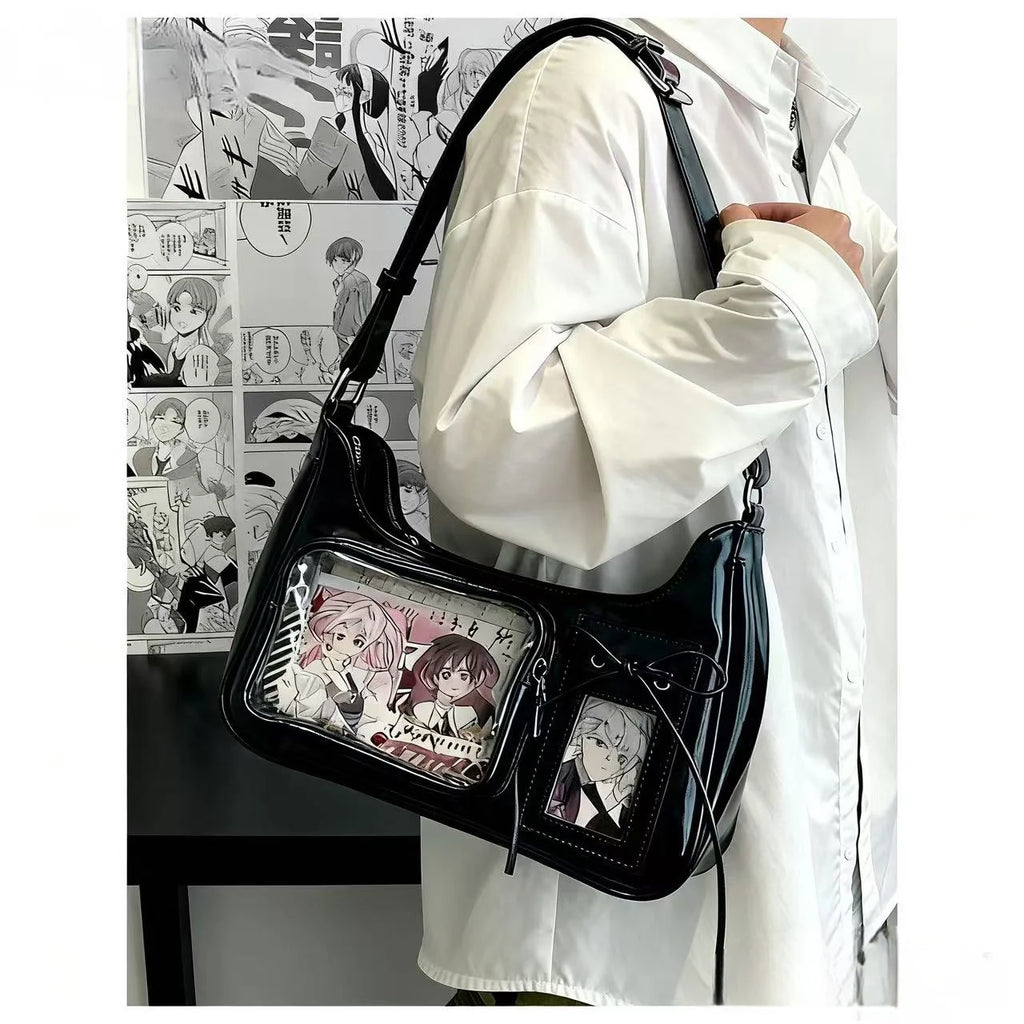Y2k harajuku bolsa de ombro feminina coreano transparente ita saco escola crossbody saco feminino designer japonês bolsa preppy