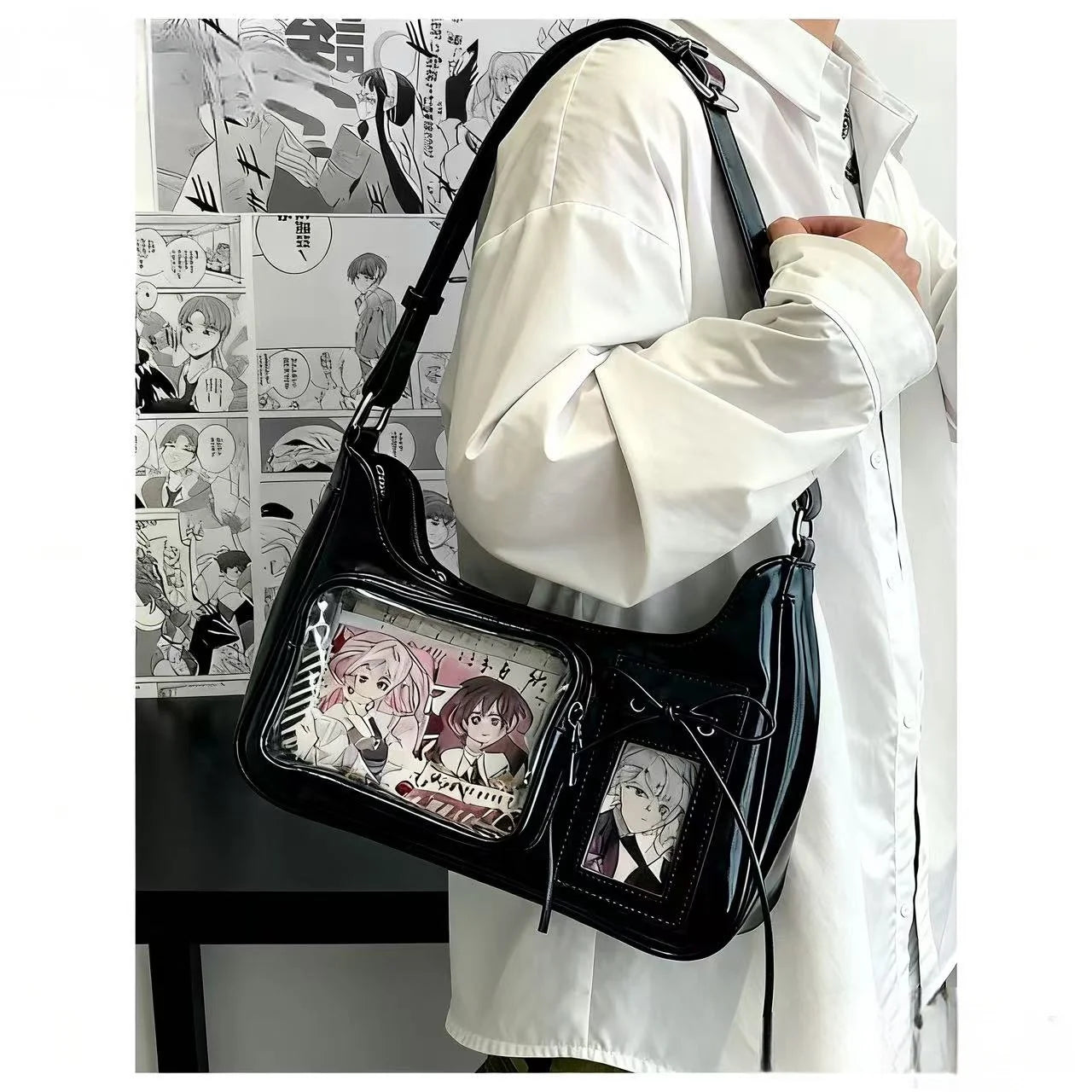 Y2k harajuku bolsa de ombro feminina coreano transparente ita saco escola crossbody saco feminino designer japonês bolsa preppy