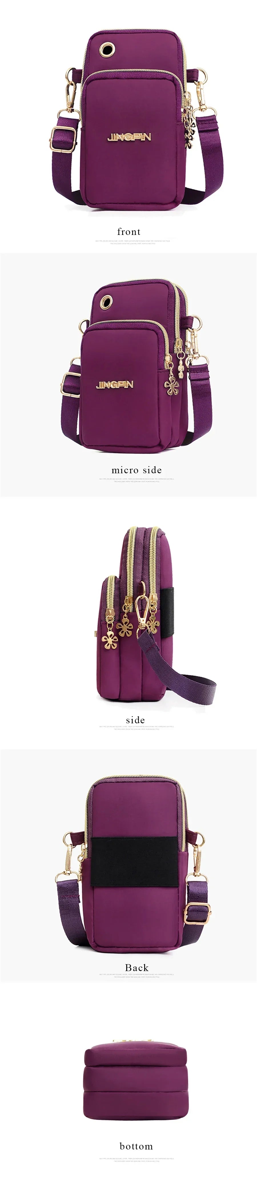 Bolsa de Celular Feminina Transversal Mini, Bolsa de Moedas Moderna para Mães, Bolsa de Ombro para Corrida com Alça de Pescoço, Carteira de 3 Camadas