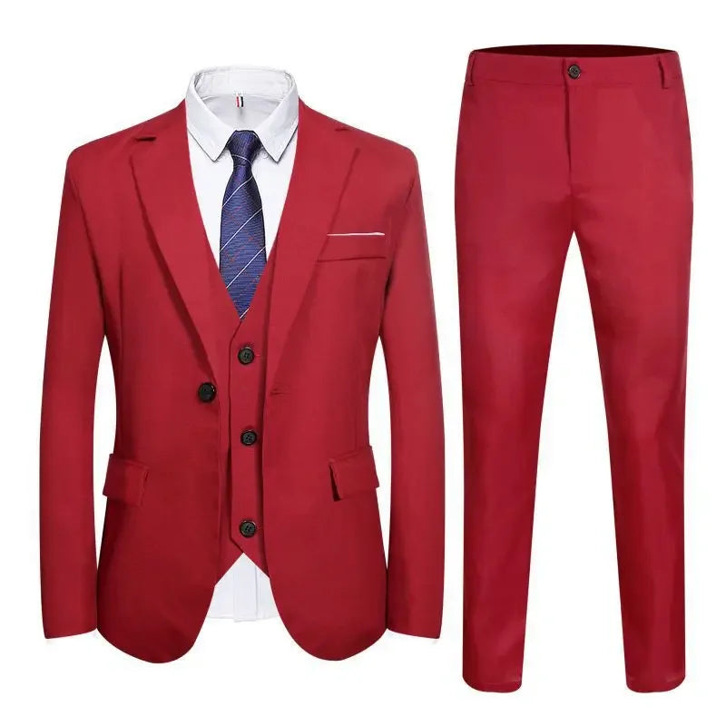 Terno de três peças masculino casual negócios profissional fino ajuste estilo coreano luz azul formal wear westwear ae estoque