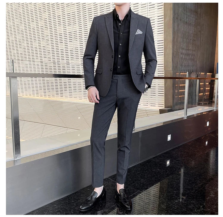 2025 terno de negócios masculino fino vestido de casamento conjunto de duas peças M-4XL elegante bonito tudo-em-um calças de banquete