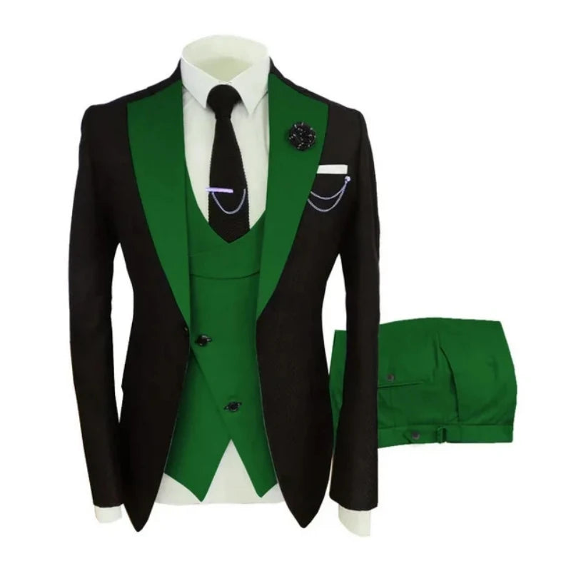 Ternos masculinos 3 peças sob medida melhor homem noivo casamento smoking fino ajuste jacquard duas cores blazer jaqueta colete calças smoking roupas