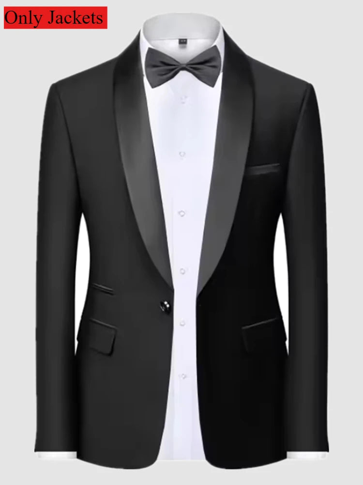 Conjunto de terno formal masculino negócios casual fino ajuste smoking para casamento, lapela de entalhe de manga longa, noivo