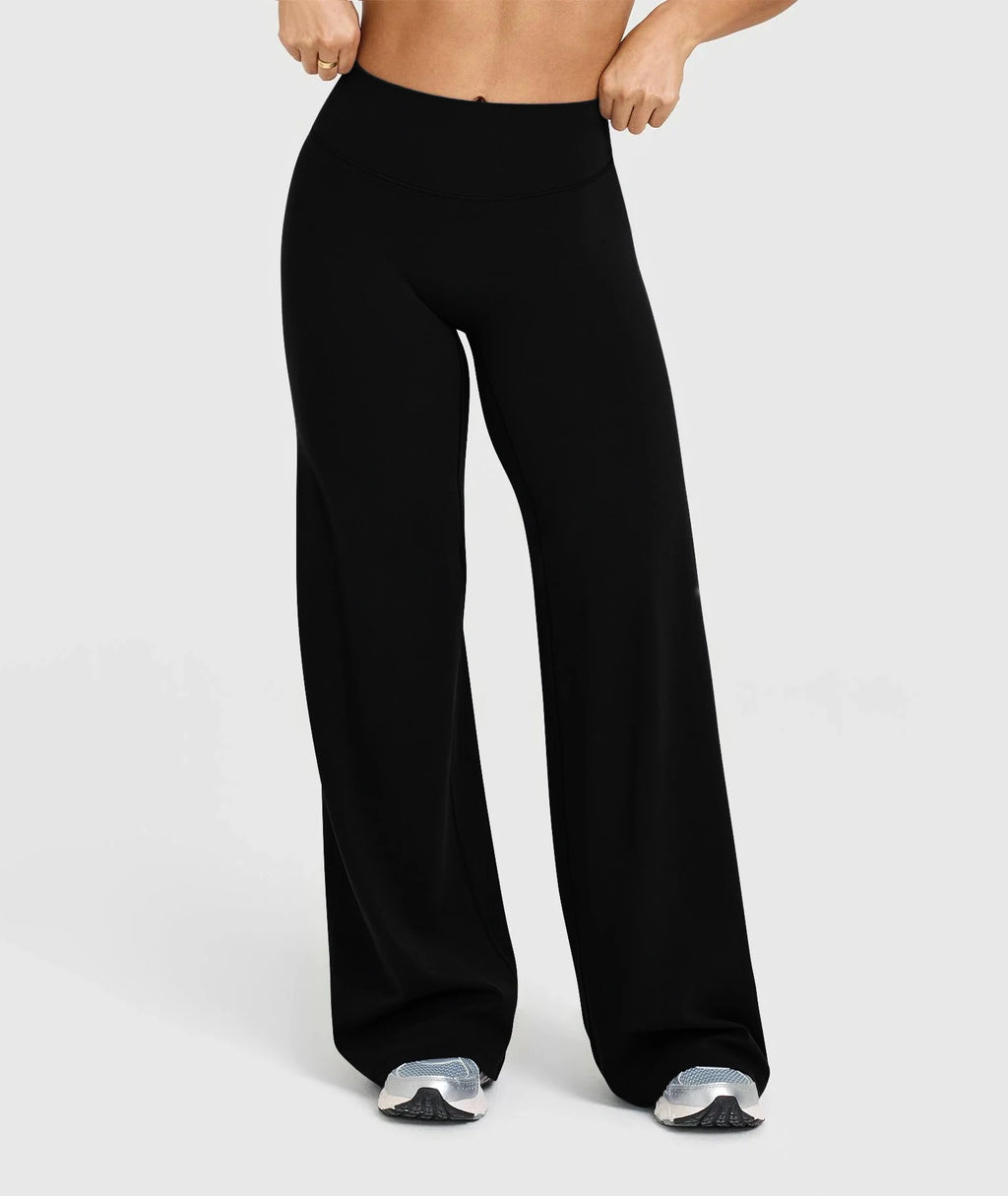 Calças de Yoga de Cintura Alta e Perna Larga para Mulheres, Efeito Levanta Bumbum, Marrom Café, Calças de Treino, Leggings Flare, Controle de Barriga, Roupa de Ginástica e Fitness