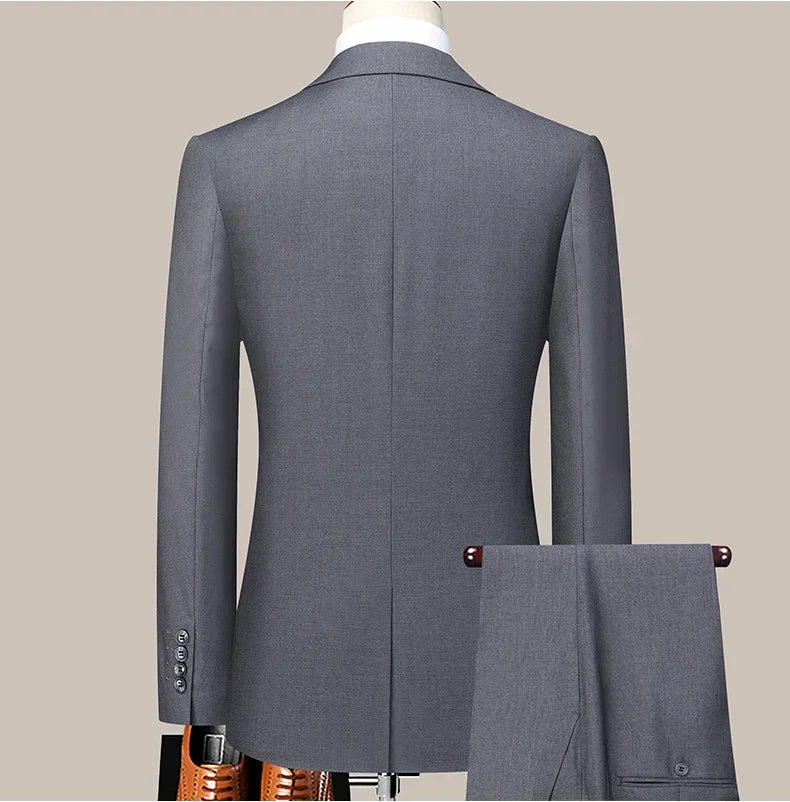 2024 masculino fino-ajuste de dois botões terno de negócios profissional trabalho formal conjunto de duas peças calças incluídas S-6XL