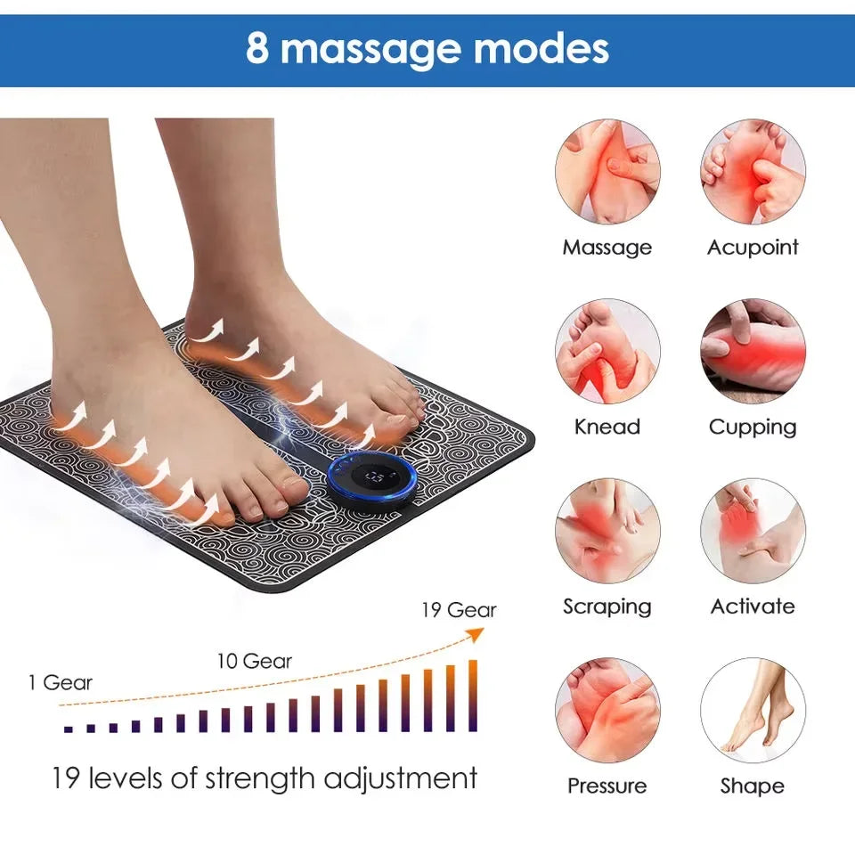 Almofada massageadora elétrica para pés, massagem muscular, treinador de relaxamento para massagem, fitness, esporte ao ar livre, casa, família, relaxamento