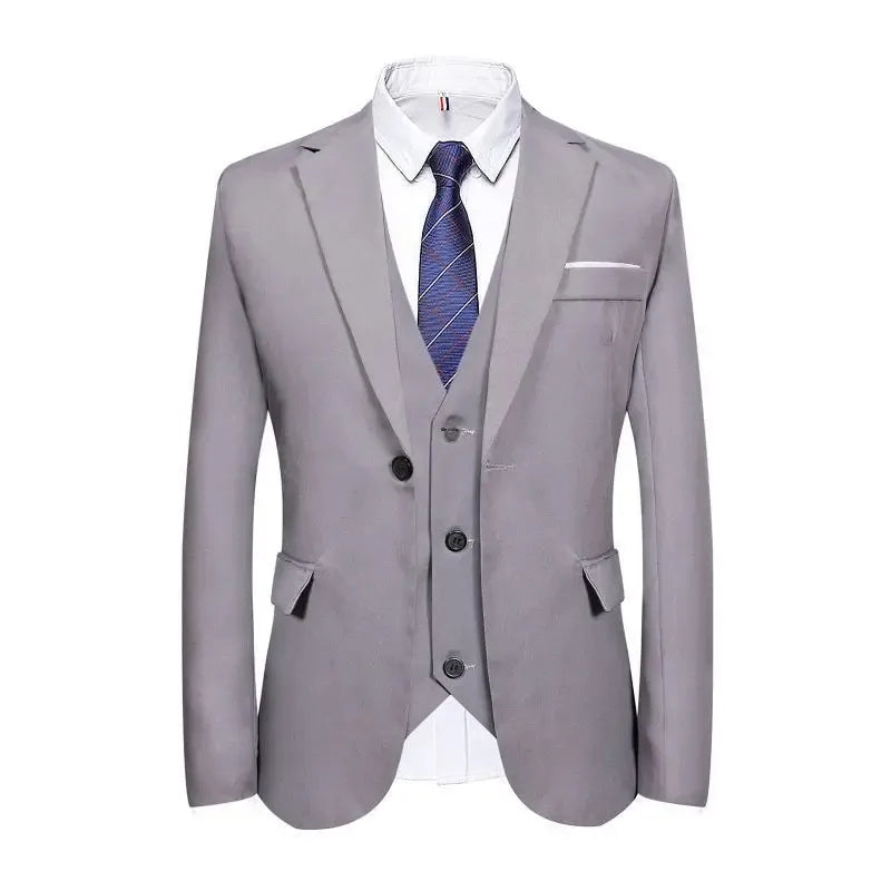 Terno de três peças masculino casual negócios profissional fino ajuste estilo coreano luz azul formal wear westwear ae estoque
