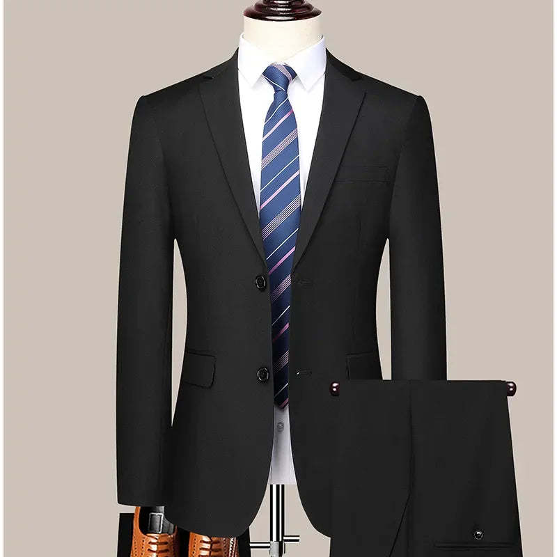 2024 masculino fino-ajuste de dois botões terno de negócios profissional trabalho formal conjunto de duas peças calças incluídas S-6XL