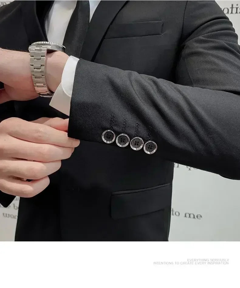 Terno (blazer + colete + calças) moda masculina negócios ao ar livre tendência cor sólida casual fino-ajuste casamento anfitrião cavalheiro terno 6xl