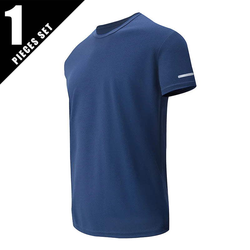 1/4 pçs masculino verão moda impressão de secagem rápida de manga curta juventude lazer esportes fitness respirável topo de meia-idade solto t