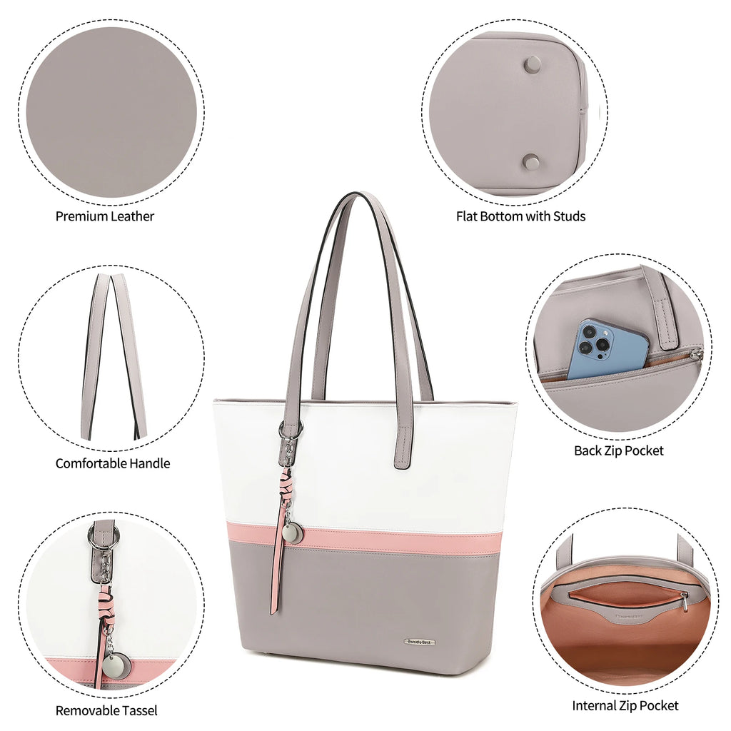 Bolsa feminina senhoras shopper grande sacola de couro do plutônio bolsa de ombro com compartimento grande para escritório escola compras