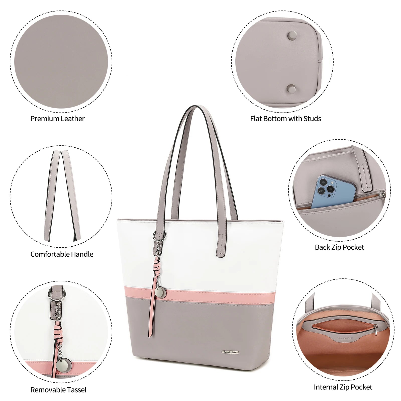 Bolsa feminina senhoras shopper grande sacola de couro do plutônio bolsa de ombro com compartimento grande para escritório escola compras