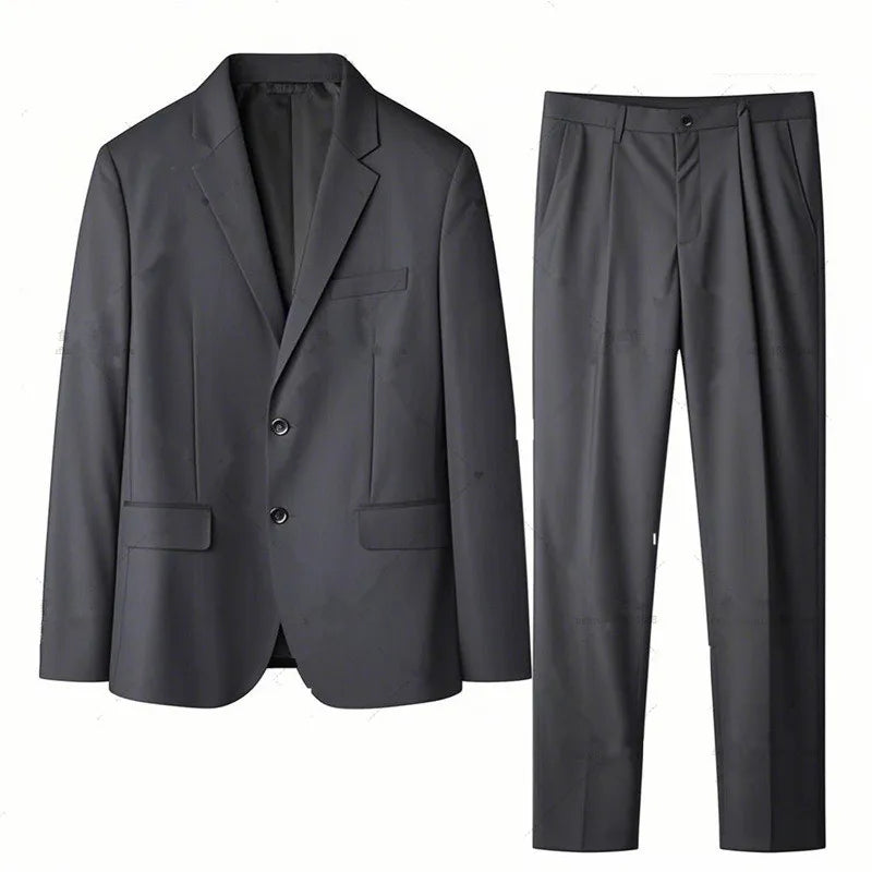 Terno de escritório masculino, casaco formal, calças plus size 6xl 7xl, blazer, trabalho de negócios, 2 peças, conjunto de padrinhos masculinos, roupas pretas, cinza e azuis