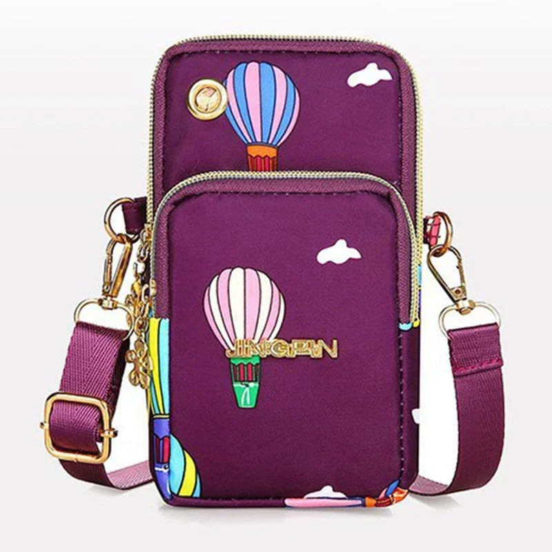Bolsa de Celular Feminina Transversal Mini, Bolsa de Moedas Moderna para Mães, Bolsa de Ombro para Corrida com Alça de Pescoço, Carteira de 3 Camadas