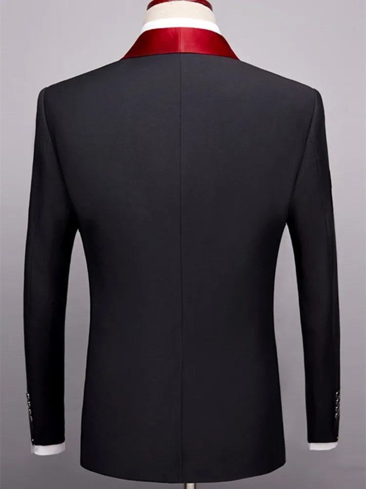 Terno masculino de 2 peças adequado para ternos de negócios de casamento, conjuntos de jaquetas e calças de botão único, conjuntos de jaqueta slim fit