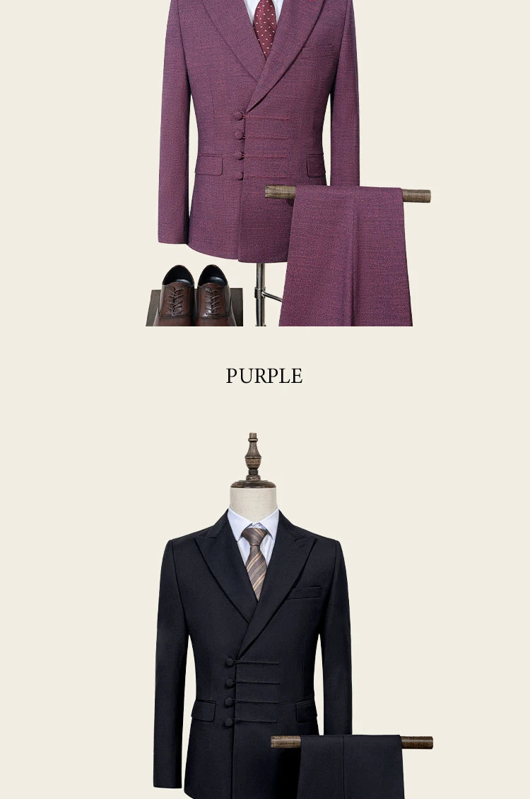 Terno masculino elegante ST Cassy para casamento, cinza, slim fit, trespassado, com vários botões, casual, para negócios, conjunto de 2 peças para festa.