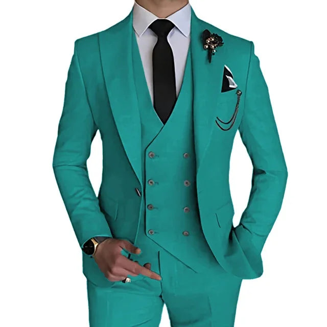 Terno de casamento monocromático masculino, boutique de lazer, casaco de negócios, calças, colete, vestido, blazers, jaqueta, calças, 3 peças, nova moda