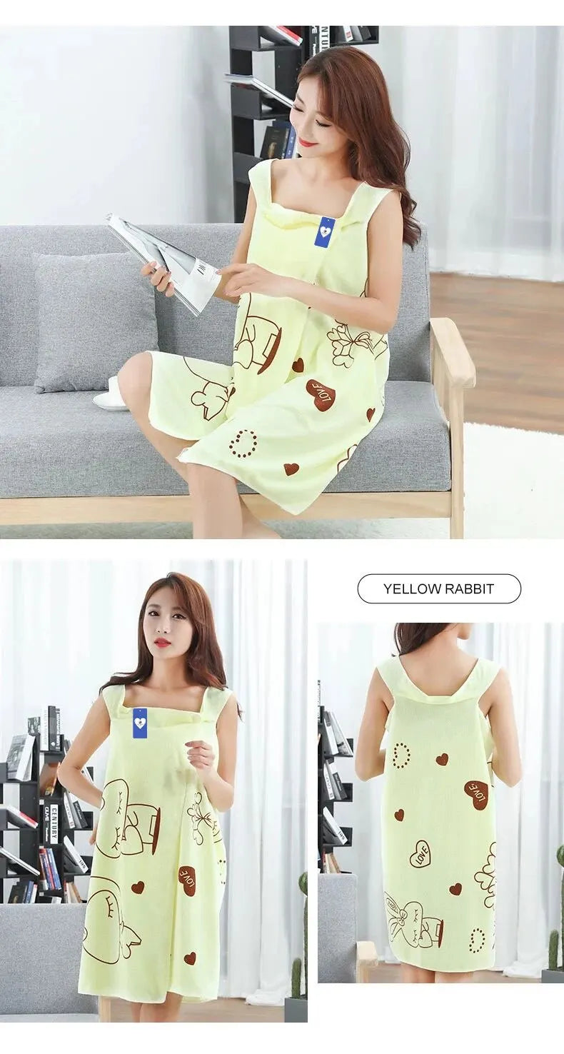 Toalha de banho wearable para mulheres adultas, Love Rabbit Increase, Whick Wipe Chest, Sauna a vapor de suor absorvente