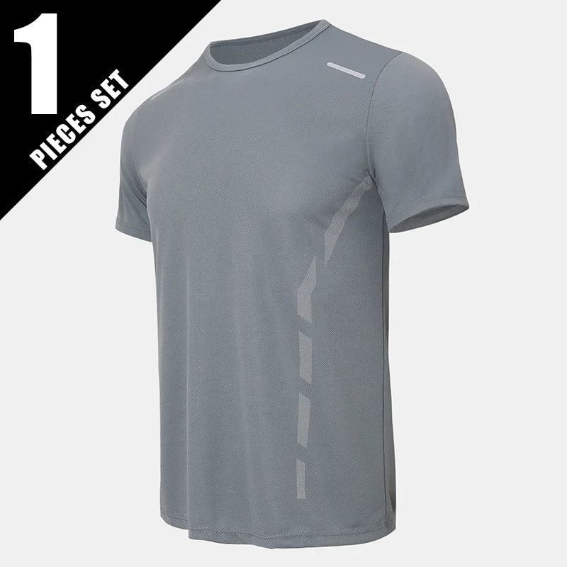 1/4 pçs masculino verão moda impressão de secagem rápida de manga curta juventude lazer esportes fitness respirável topo de meia-idade solto t