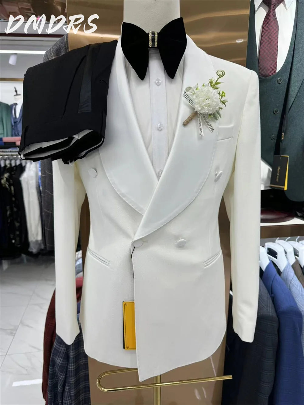 Clássico cor sólida conjunto de terno masculino para vestido de casamento elegante único breasted jaqueta calças para negócios padrinhos vestidos