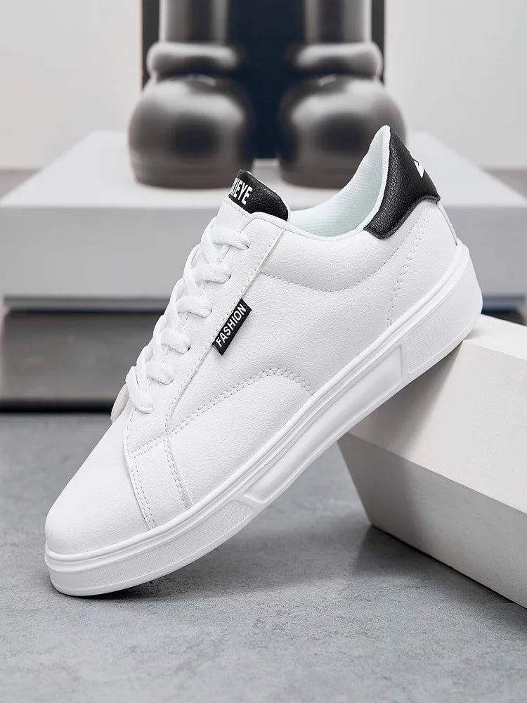 Branco preto sapatos masculinos confortáveis sapatos de skate casuais sólidos tênis de lazer leve sapatos de caminhada