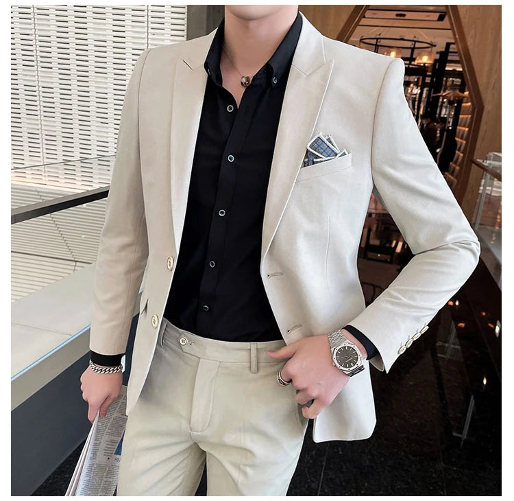 2025 terno de negócios masculino fino vestido de casamento conjunto de duas peças M-4XL elegante bonito tudo-em-um calças de banquete