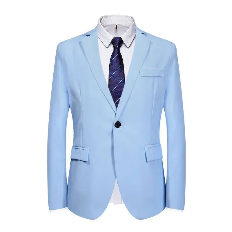Terno de três peças masculino casual negócios profissional fino ajuste estilo coreano luz azul formal wear westwear ae estoque