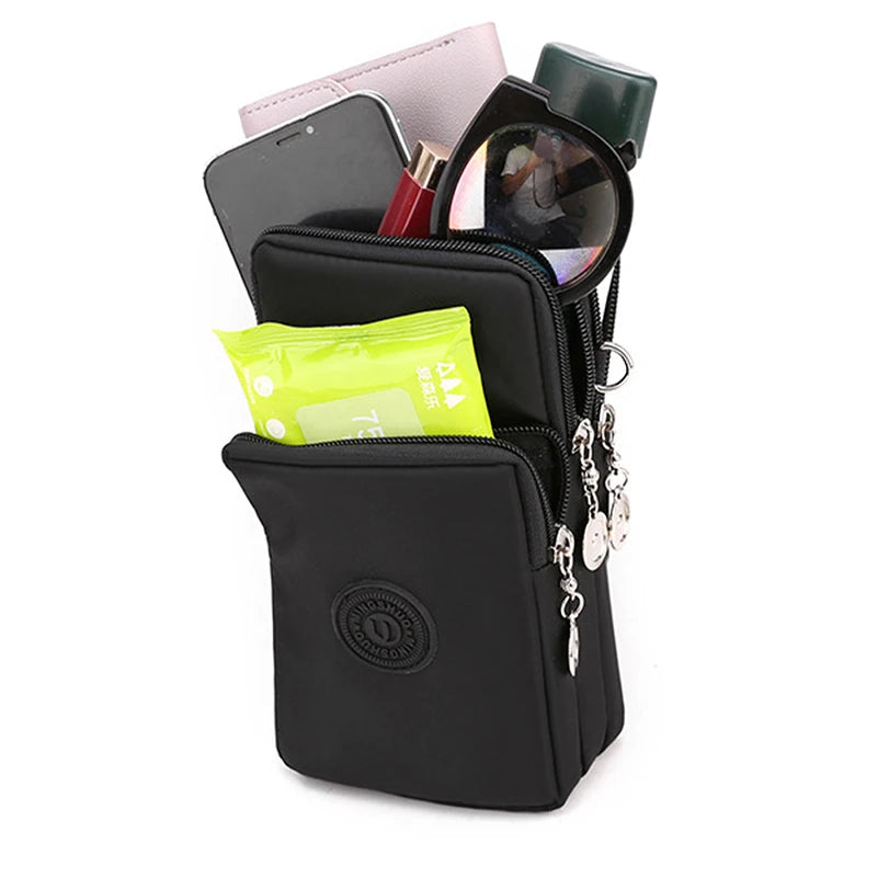 Bolsa de celular de nylon para mulheres, Bolsa para celular, Bolsa de moedas, Bolsa de ombro, Pequena bolsa crossbody, Bolsa de viagem, Nova