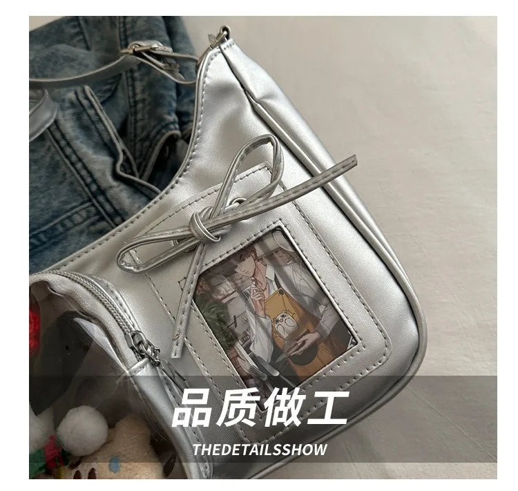 Y2k harajuku bolsa de ombro feminina coreano transparente ita saco escola crossbody saco feminino designer japonês bolsa preppy