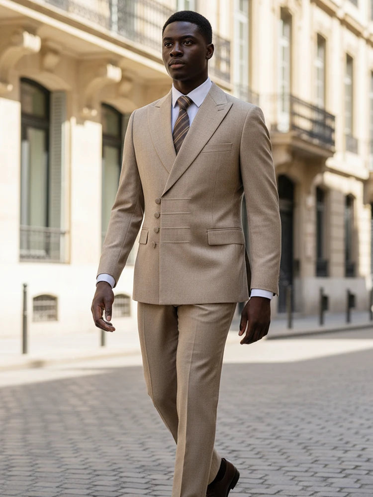 Terno masculino elegante ST Cassy para casamento, cinza, slim fit, trespassado, com vários botões, casual, para negócios, conjunto de 2 peças para festa.