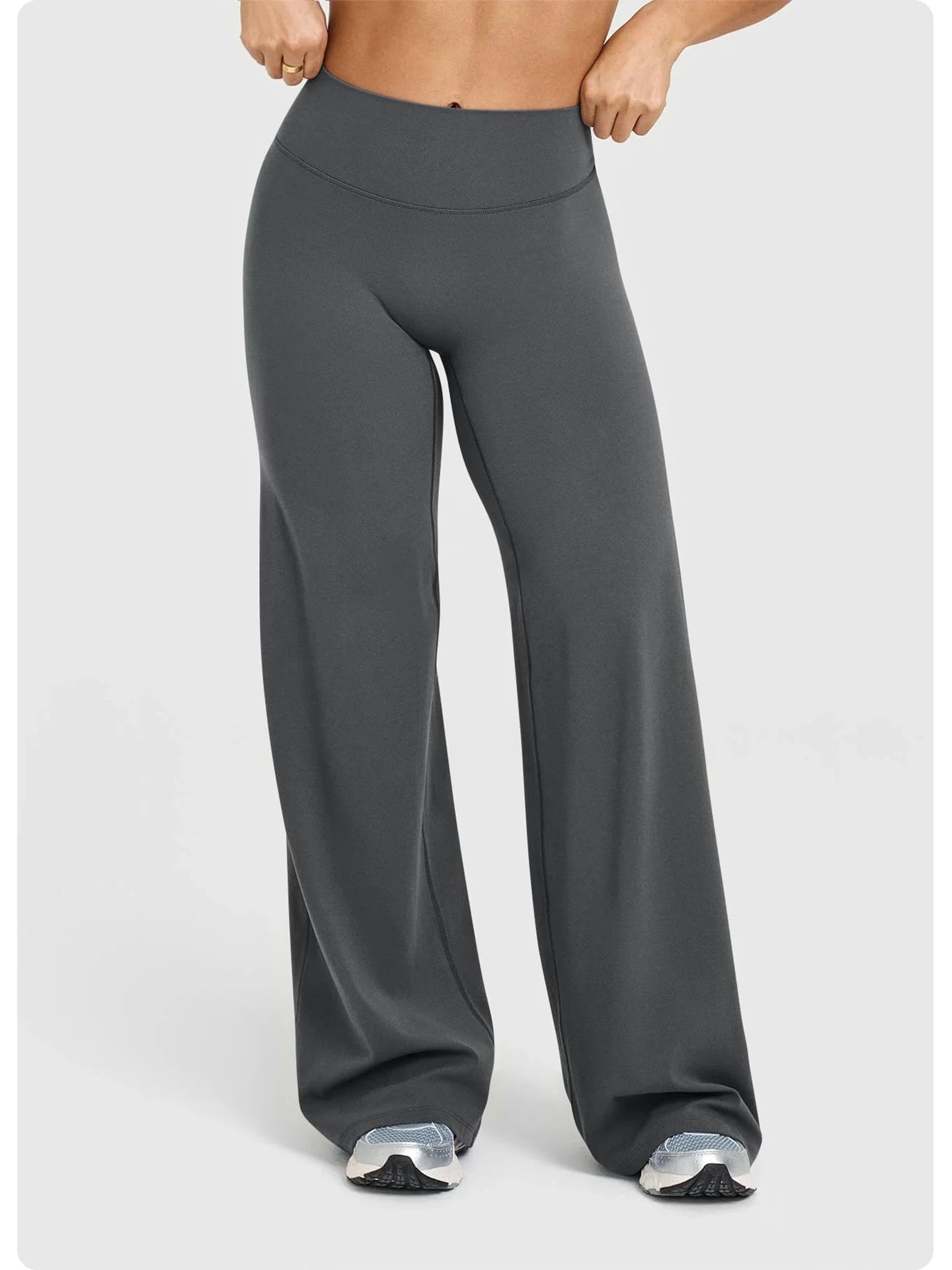 Calças de Yoga de Cintura Alta e Perna Larga para Mulheres, Efeito Levanta Bumbum, Marrom Café, Calças de Treino, Leggings Flare, Controle de Barriga, Roupa de Ginástica e Fitness