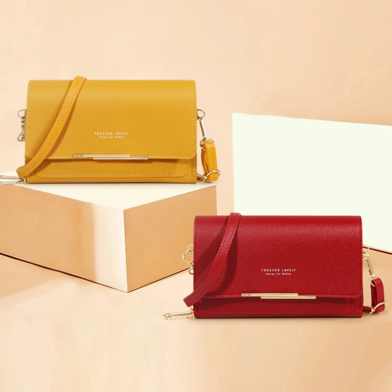 Carteira multi-cartão coreana para mulheres, grande capacidade, bolsa de ombro casual para celular, moda, novo estilo